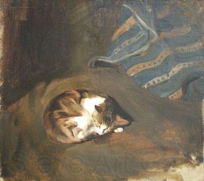 Paul Raud Sleeping cat by Paul Raud France oil painting art